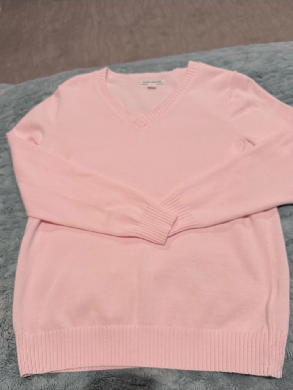 Amazon Essentials Women's V-Neck Cotton Sweater - Light Pink Large